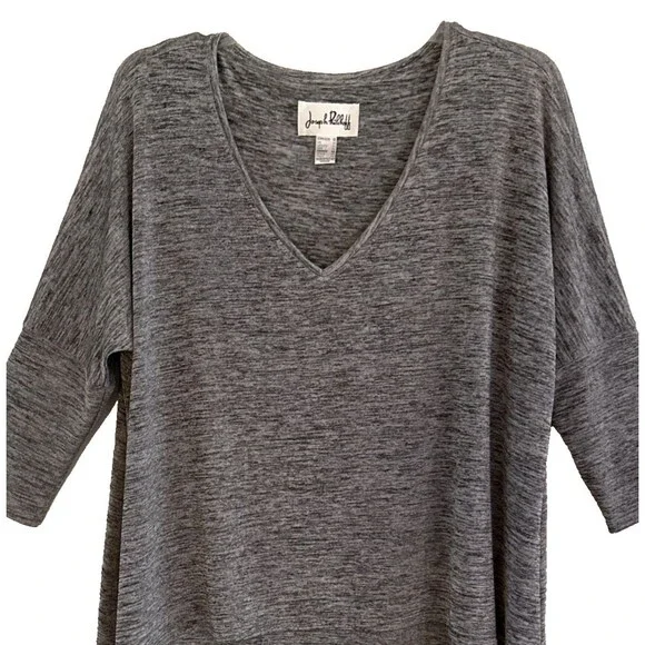Joseph Ribkoff LDS Tunic Womens Sz 12 Silver Modal Layered V-Neck Lagenlook - Picture 3 of 13